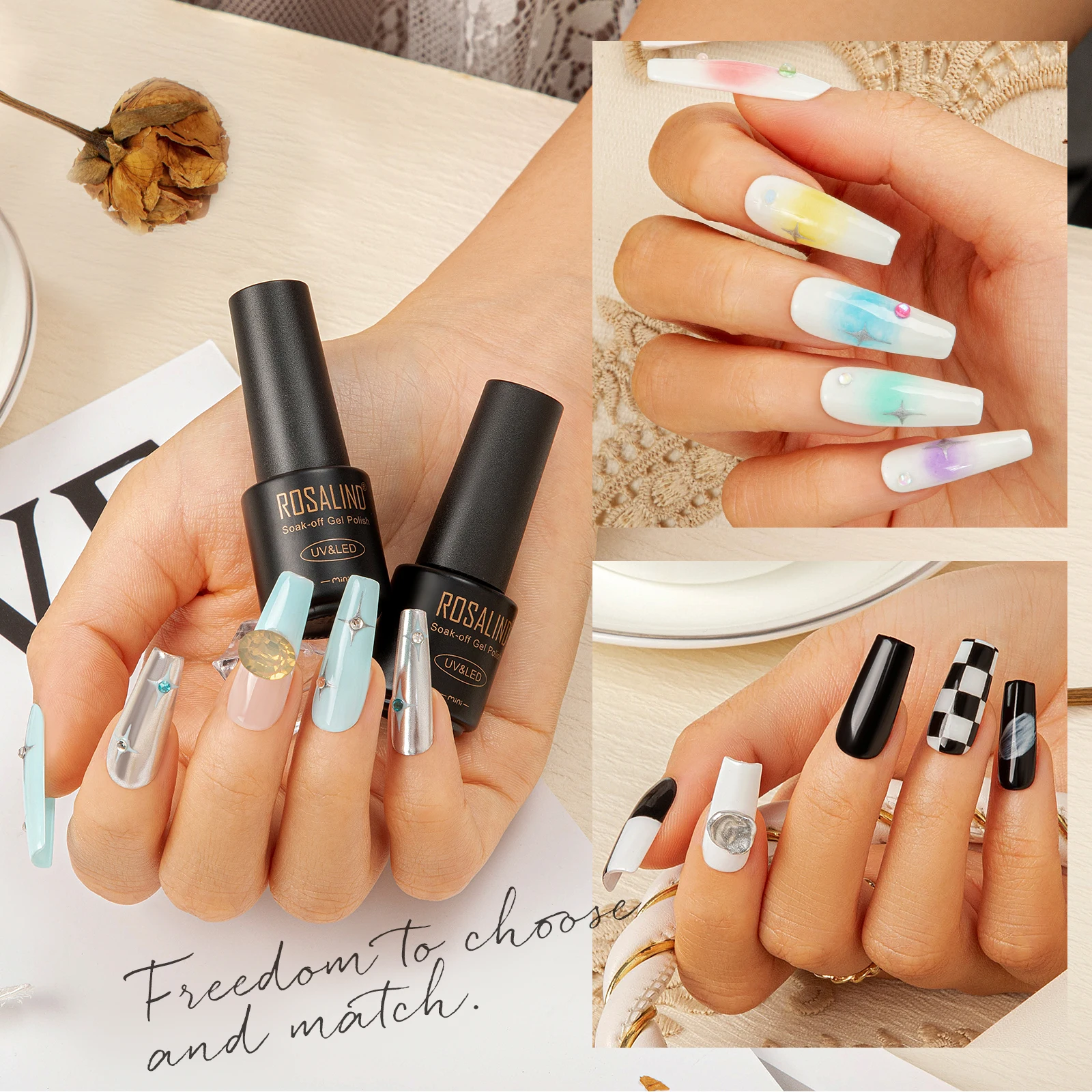Rosalind Glass Bottle 38Pcs/Set Gel Nail Polish Set Long Lasting Hybrid Varnish Set Cured With UV Lamp For Nail Art Design 5