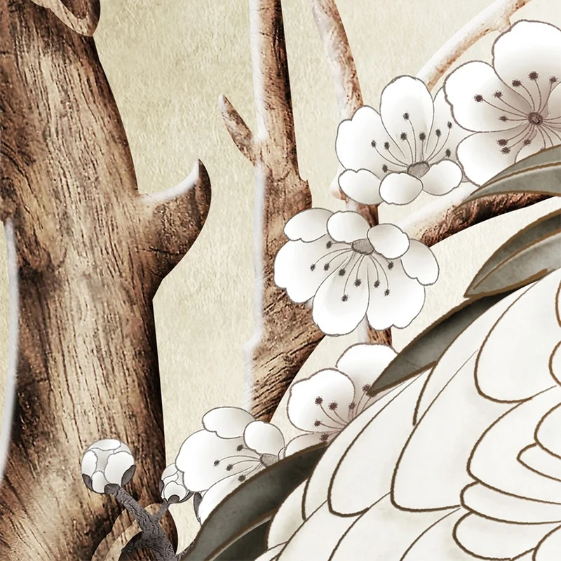 New Chinese Style Living Room TV Background Wall Wallpaper 8D Plain