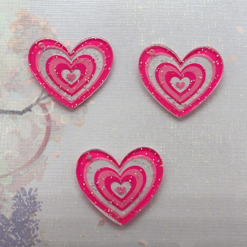 

10 шт./партия, акриловые подвески в форме сердца