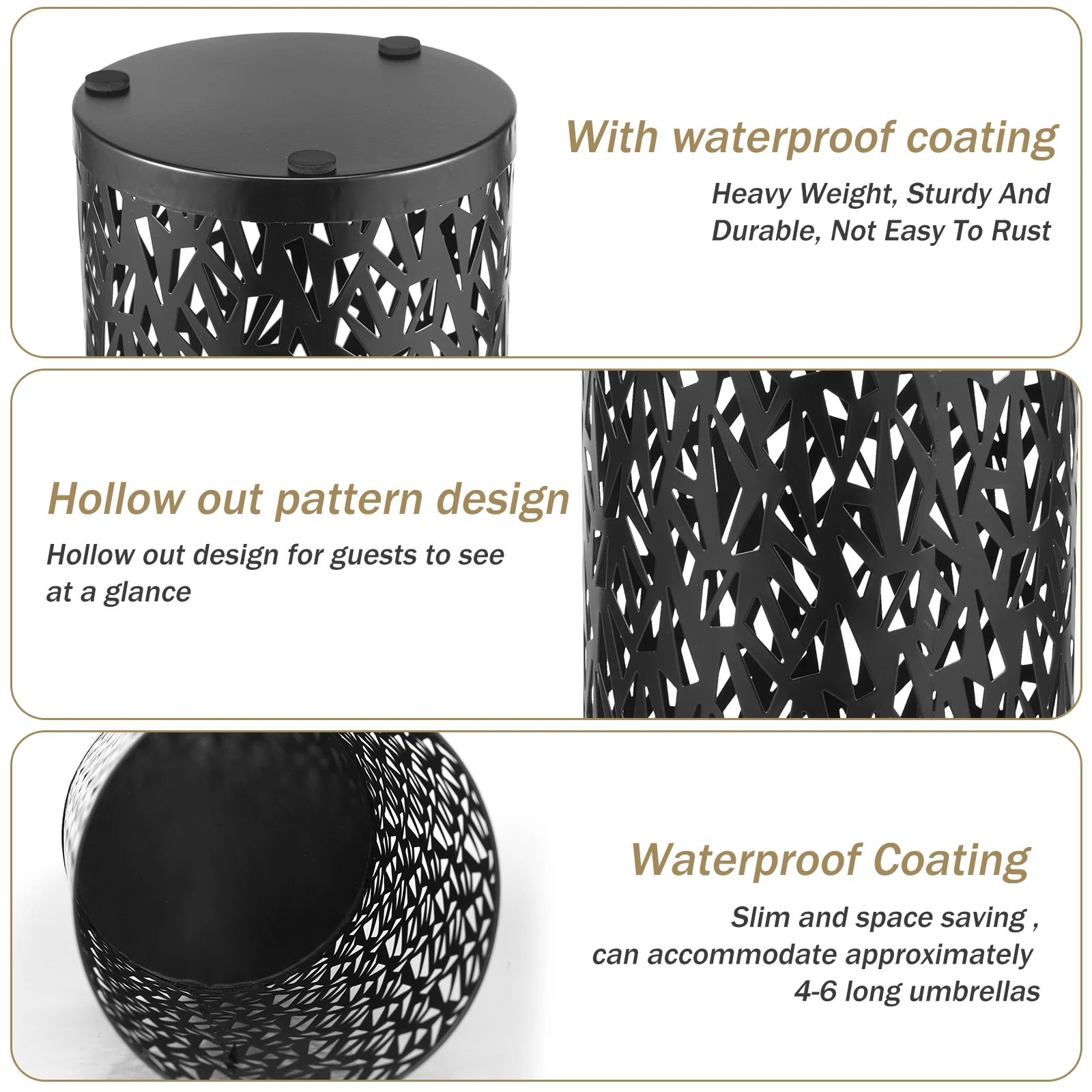 Umbrella Holder Umbrella Stand Rack Free Standing Round Metal Holder Walking Sticks Waterproof Storage