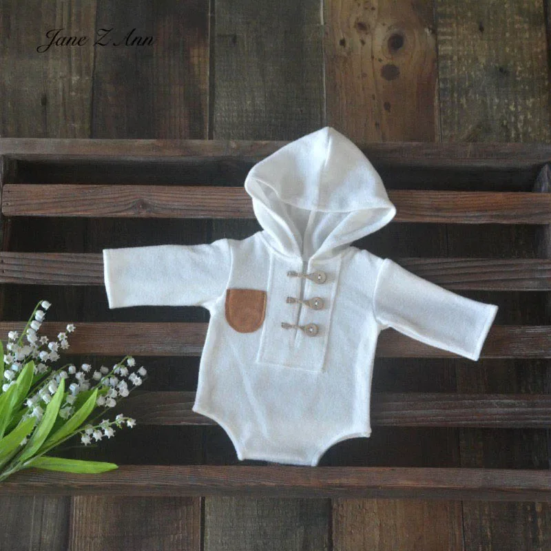 Newborn photography clothing Knitted hooded jumpsuit Climbing suit Baby photo twins outfits