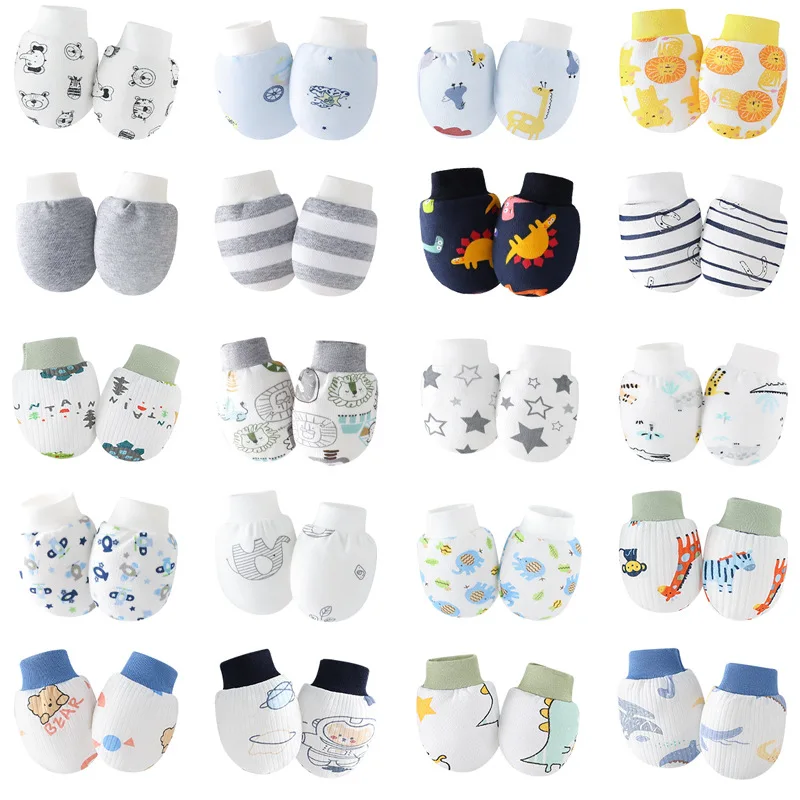 6 Pairs Newborn Gloves Cotton Cute Cartoon Anti Scratch Gloves for Baby Care New Born Gift 2