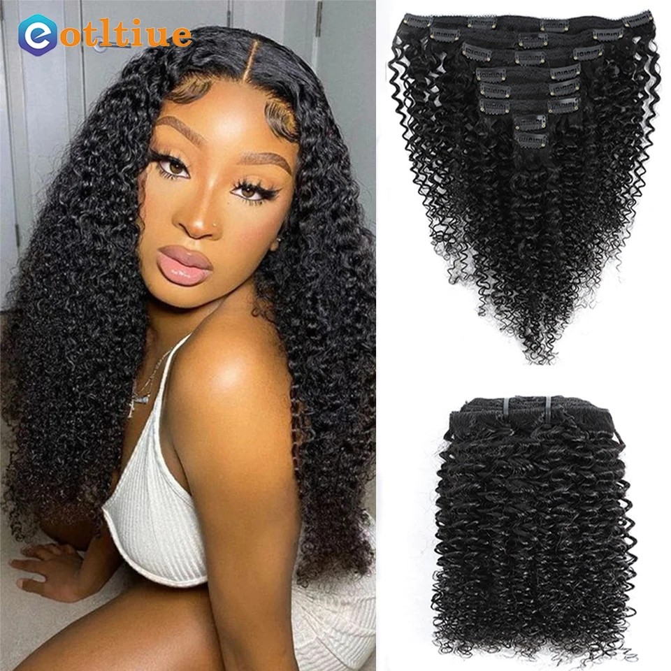 Kinky Curly Clip in Hair Extension Burmese Curly Clip ins Human Hair Extensions For Women 8 Pieces And 120gSet clip-in Full Head