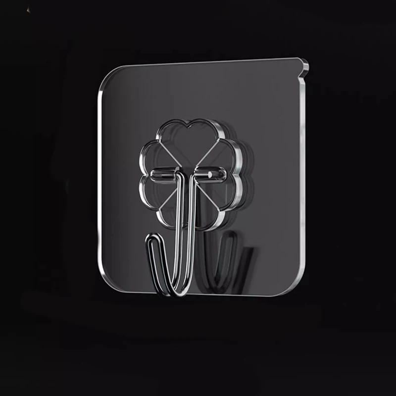 הוקים שקופים ללא חורים וללא עקבות עם דבק חזק לחדרי אמבטיה ומטבח