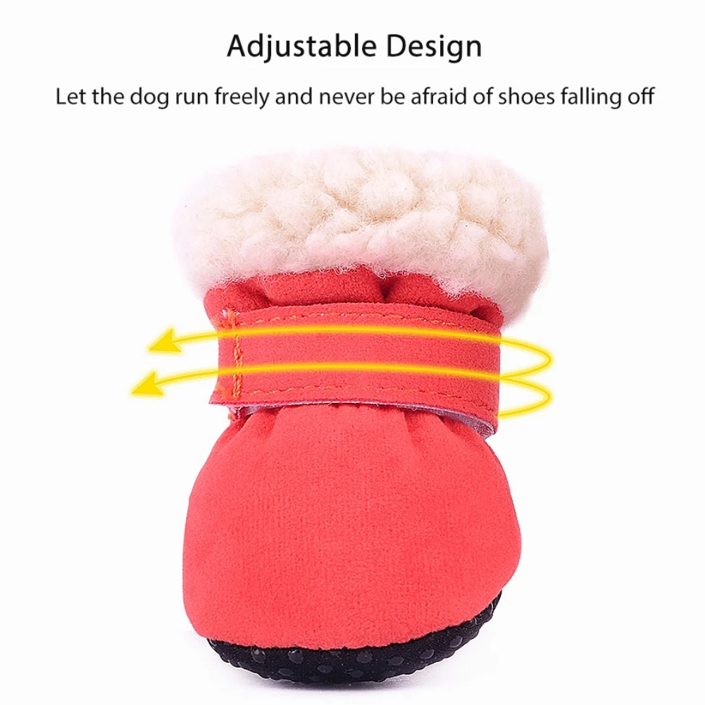 Title 5, 4pcs/set Waterproof Pet Dog Shoes Anti-slip Rai...