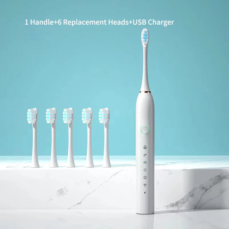 thumbnail image 1 of Cepillos de dientes eléctricos sónicos de moda, recargables por USB para adultos, cepillo de dientes electrónico, blanqueador de dientes, temporizador inteligente, resistente al agua IPX7, 1 of 5