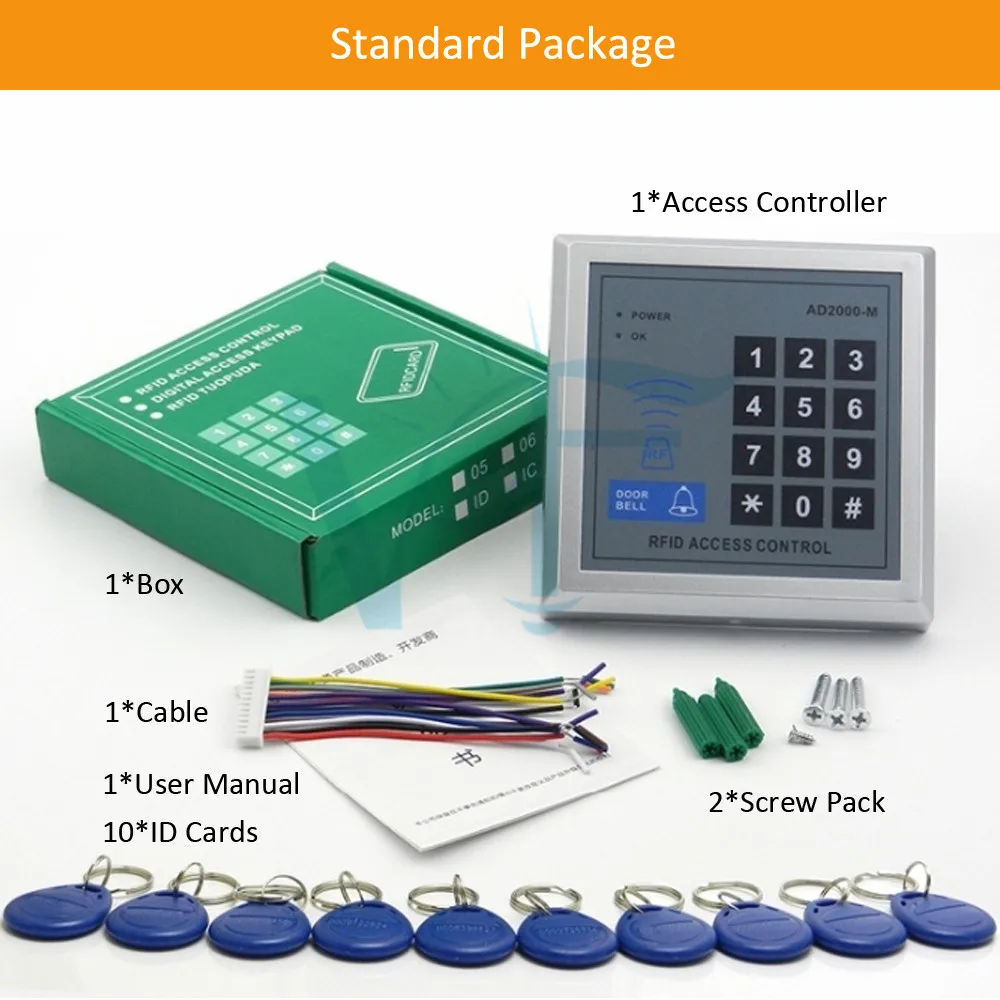 125KHZ ID Tag Keyfobs Intelligent Access Controller Support 1000 Users Keychain Numeric Keyboard ABS Password Unlock Door Opener