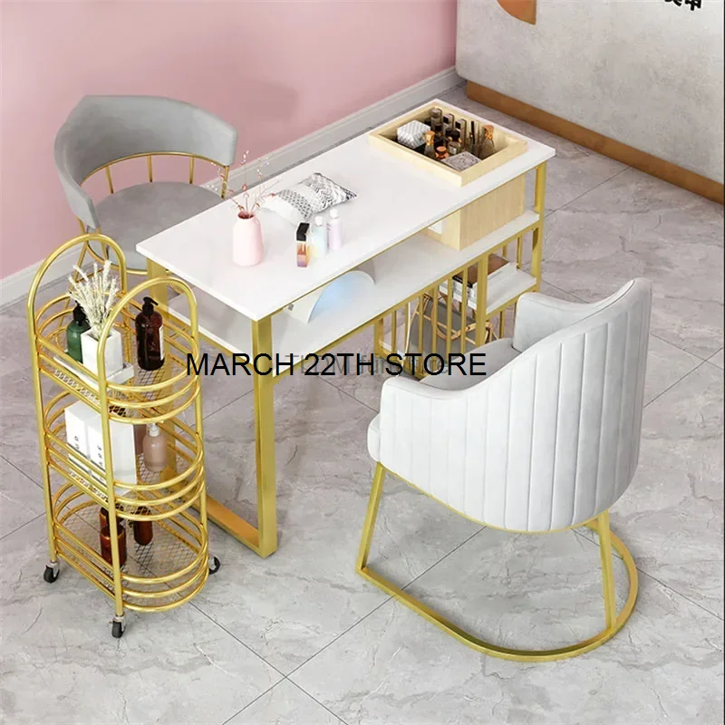 

Modern Minimalist Marble Manicure Table and Chair Set Salon Furniture Nordic Nail Table Professional Manicure desk with Drawer Z