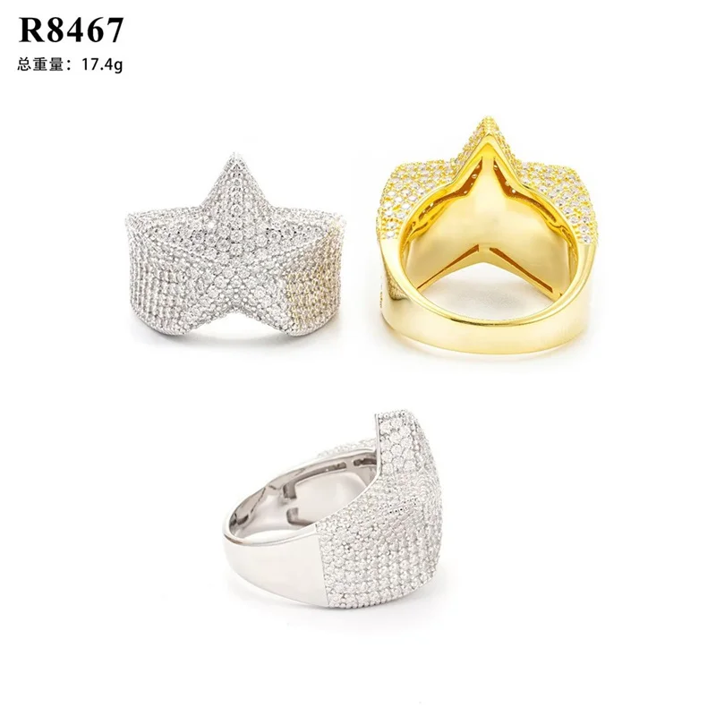 

R8467 Lefei Fashion Luxury Trendy Classic White Moissanite Exquisite Design Star Rings Men Unisex s925 Silver Party Jewelry Gift