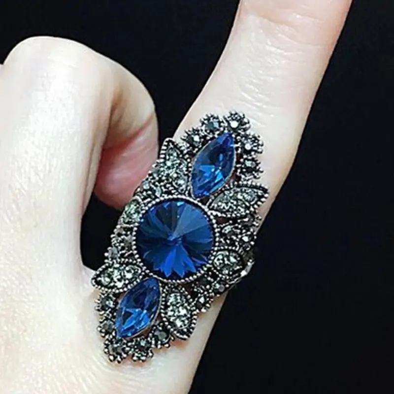 Wedding Rings Womens Ring Cubic Zircon Ring Finger Rings Jewelry Rings Ring Jewelry Classic Fashion Wedding Ring Exquisite Blue Zircon Female Ring Wedding Jewelry New Year Gift