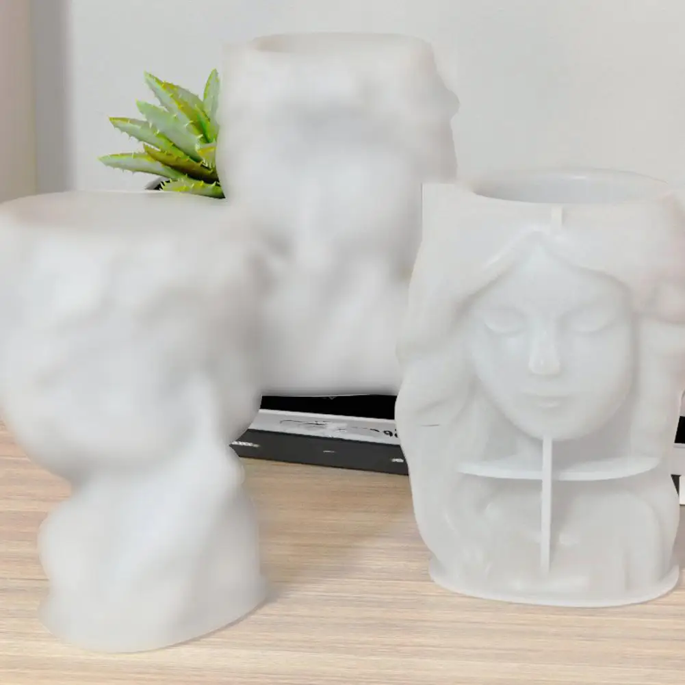Description Picture 2 of itemQuiet Sleeping Girl Goddess Vase Silicone Mold Scented Mold For Gypsum and Concrete Stone Carving Art Ornaments DIY Vase Mo E7H3