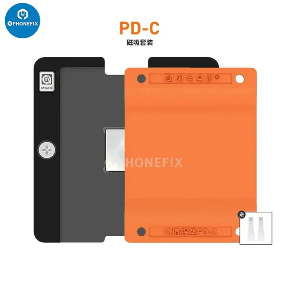 AMAOE PD-C Planting Tin Pad Universal Magnetische BGA Reballing Plattform für iPhone 6-15 Telefon CPU IC Rework Adsorption Silikon Matte
