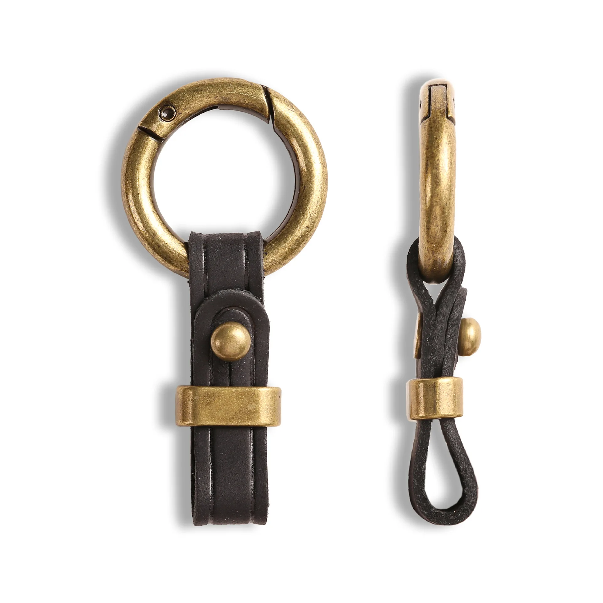 Genuine Leather Car Key Holder Metal Keychain EDC Smart Wallet Belt Hanging Keys Ring Small Gifts Man Keys Organizer