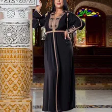 

Muslim Dress Floral Embroidered Long Sleeve Party Dresses Moroccan Kaftan Maxi Wedding Spring 2022 New Fashion Female Maxi Dress