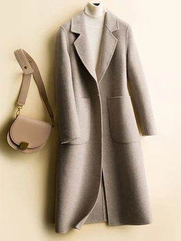 Autunno e inverno nuovo maglione da donna 100% lana merino premium senso coreano cappotto di lana double face di fascia alta cappotto allentato 1