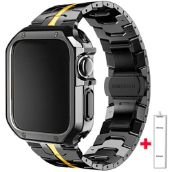 Sleek Stainless Steel Band with TPU Protective Cover - Series 4 5 6 SE 40MM (Black gold)