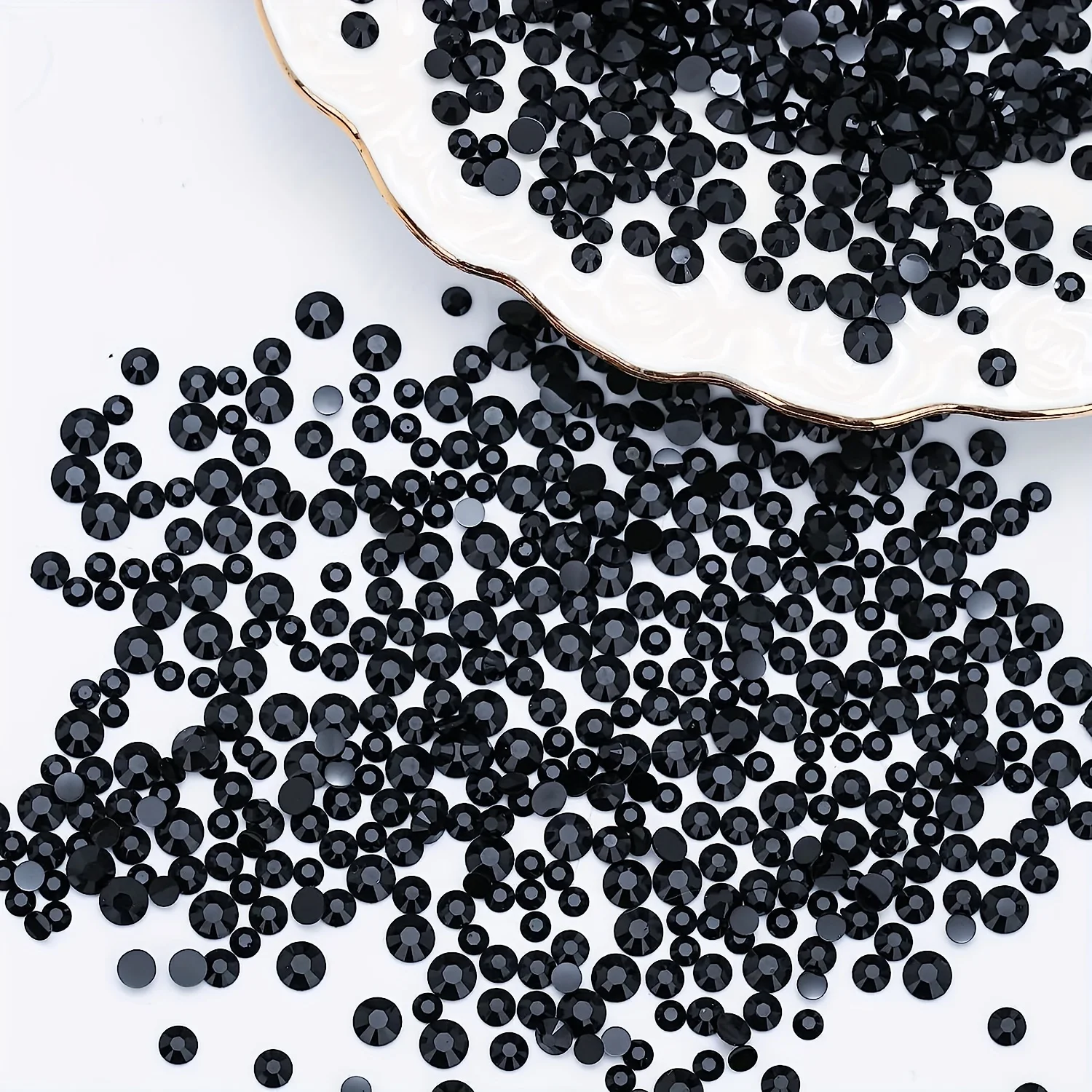 6000 Pcs Black Resin Flat Back Rhinestones, 3mm 4mm 5mm Jelly Resin Non-Heatset Rhinestones for Crafts DIY Designs, Mugs, Clothe 4