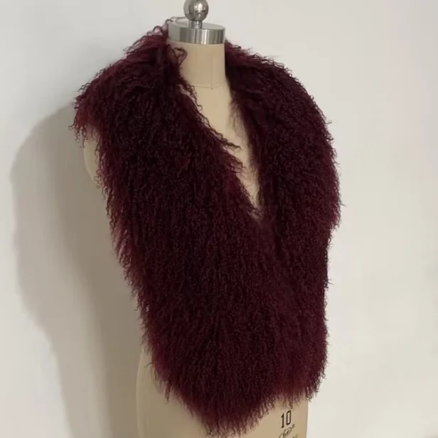 Real Mongolian Sheepskin Fur Vests Women Sexy Deep V-Neck Backless Tie-Up Tops Winter Fashion Warm Waistcoat Midnight Clubwear