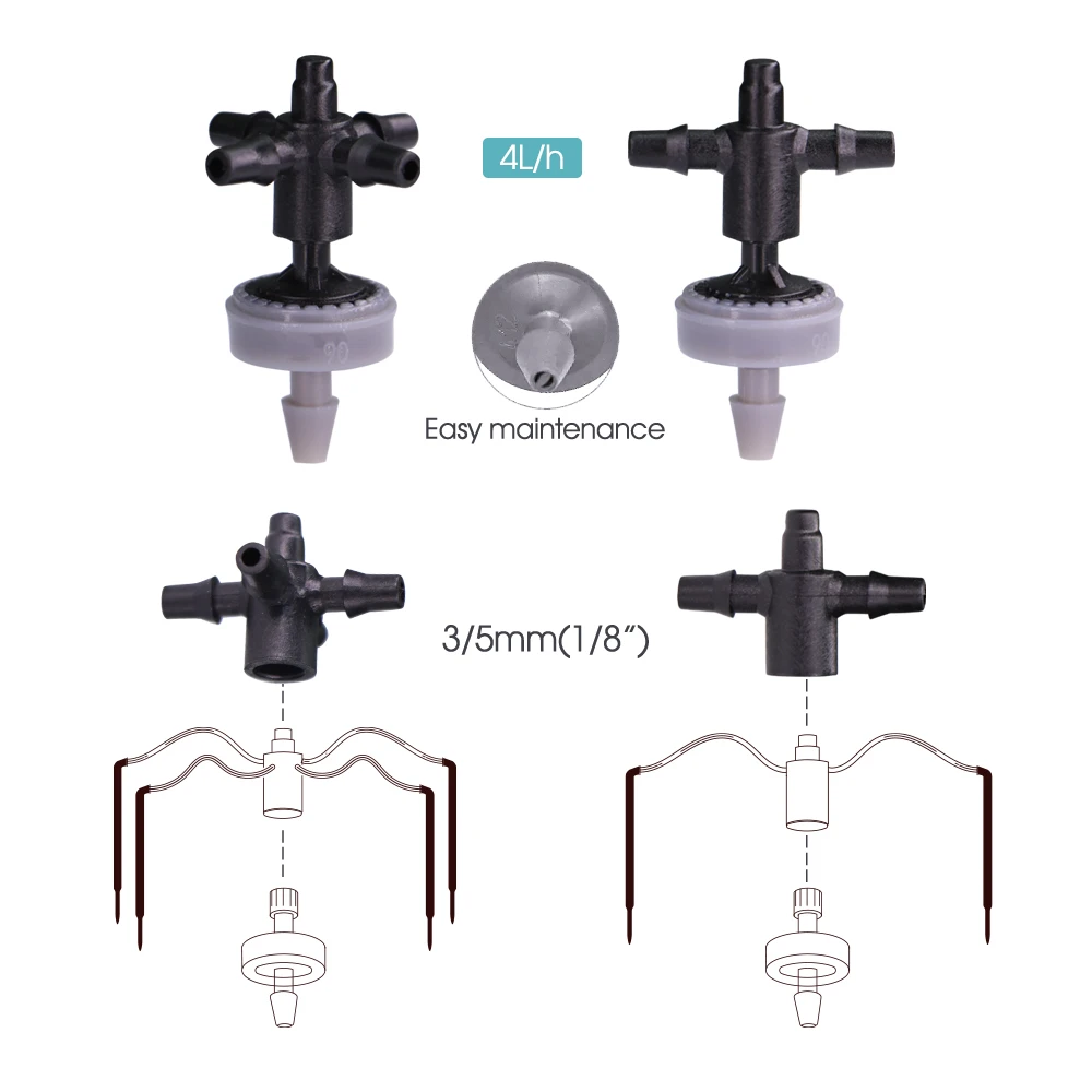 Agricultural Drip Irrigation Fitting Compensation Dripper 2L 4L 8L Pressure Compensating Emitters Bonsai Water Distributor 50PCS irrigation fittings drip irrigation garden dripper