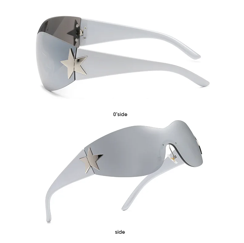 Punk One Piece Woman's Sunglasses Goggle New Y2k Rimless Sun Glasses 2000's Shades Eyewear UV400 Female Designer Star_voghion.com