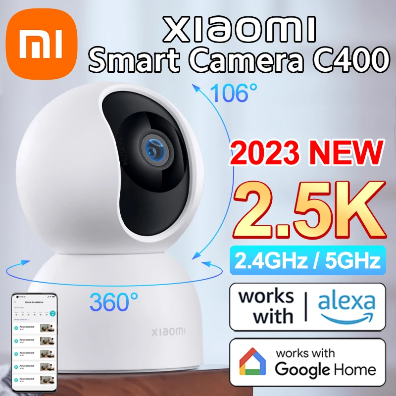 Xiaomi Global Version 2.4G5G Wifi Night Vision Camera C400 Smart Security  With 2.5K Clarity 4MP 360° Rotation AI Human Detection - AliExpress