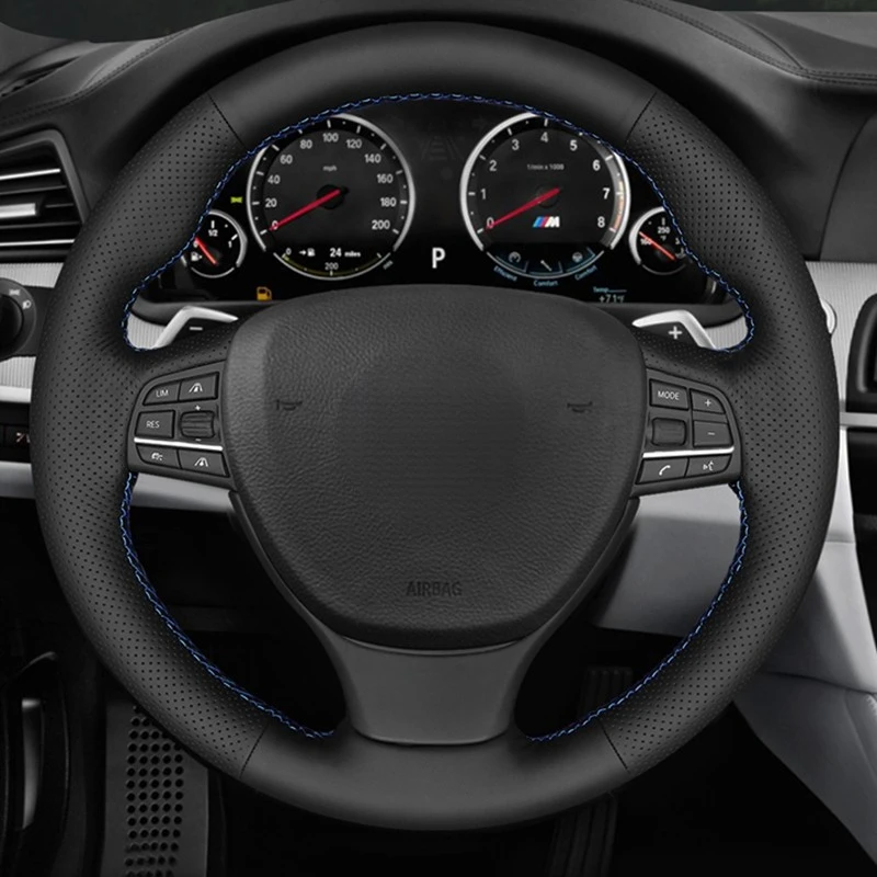 DIY Artificial Leather Hand-stitched Car Steering Wheel Cover for BMW M Sport F10 F11 (Touring) F07 F12 F13 F06 F01 F02 M5 steering wheel cover