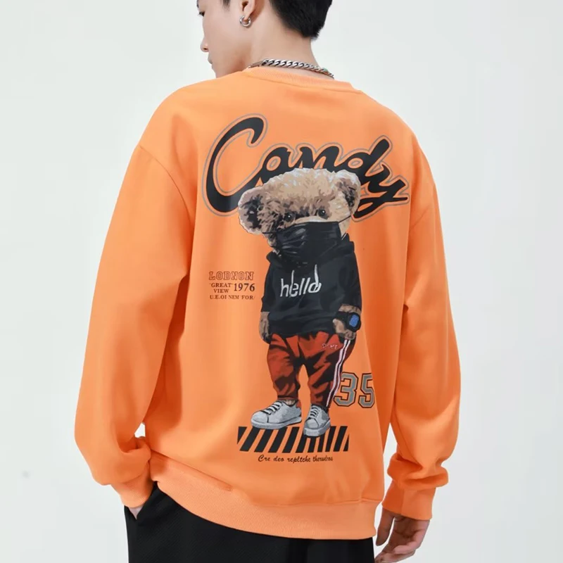 Spring Autumn Men's Hoodies Korean Style Fashion Streetwear Harajuku Print Hoodies Men Casual Men Clothing O-Neck Sweatshirt