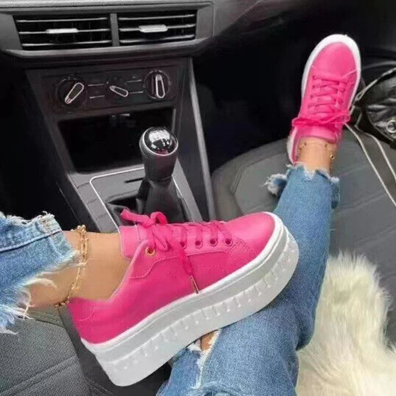 Summer New Large Size Single Shoes Women's Platform Thick Bottom Wedge Shoes Retro Round Head Casual Sneakers