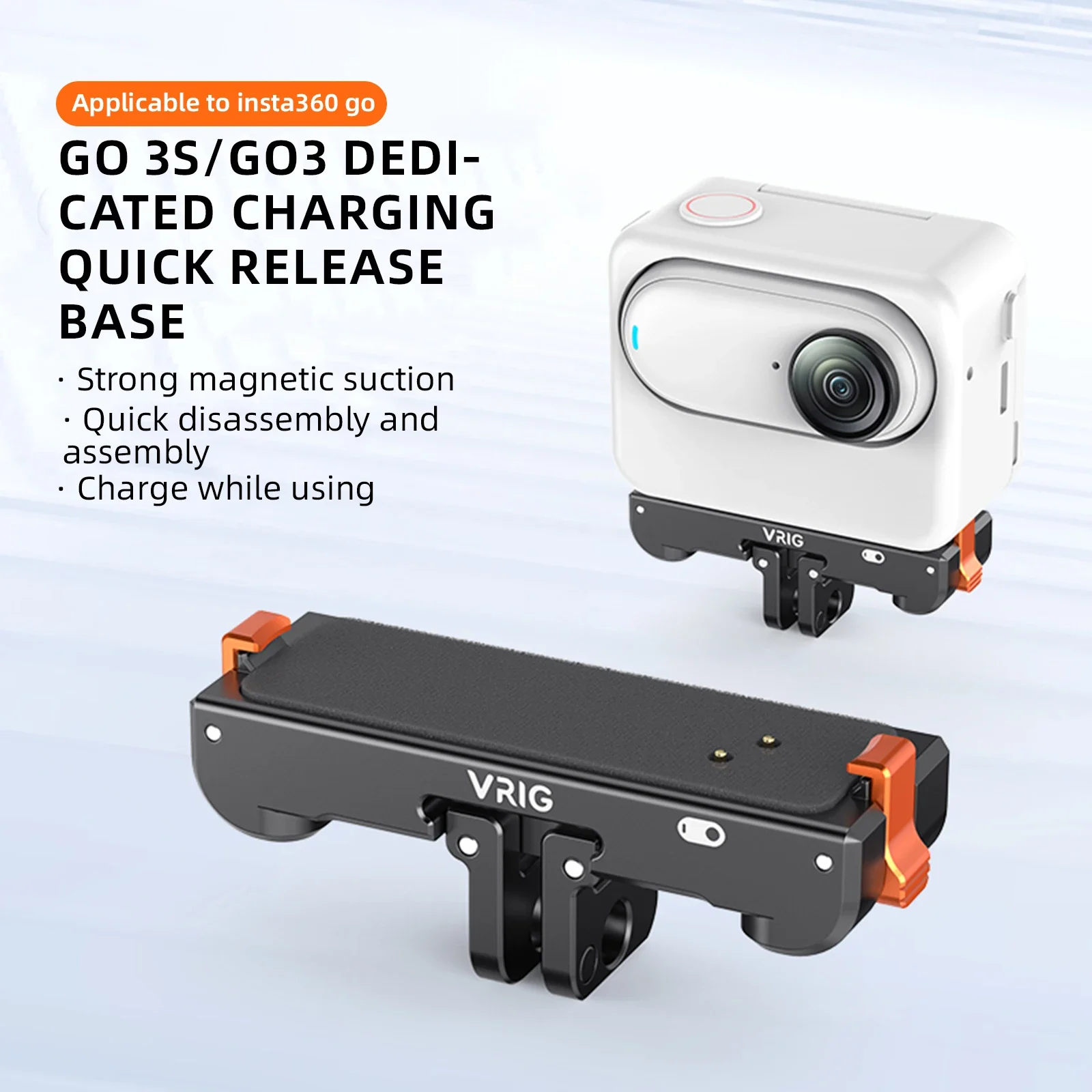 VRIG UURIG für Instan 360 GO 3 / GO 3S Magnetische Schnellwechselhalterung Action-Kamera-Adapter 1/4 Gewindehalterung für Stativ