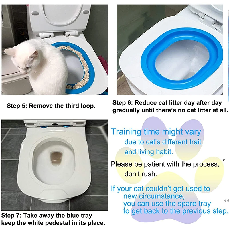 Pet Cats Plastic Toilet Trainer Pets Toilet Training Kit Litter Tray Mat Pets Cleaning Disappearing Litter Box Training Products