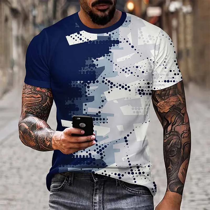 

Men's Summer T-shirt Pattern Printed O-Neck Breathable and Comfortable Street Outdoor Formal Leisure Fashion Trend Fitness