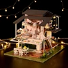 DIY Wooden Doll Houses Monet Garden Casa Miniature Model Kit Villa Dollhouse with Furniture Led Light for Friends Birthday Gifts 3