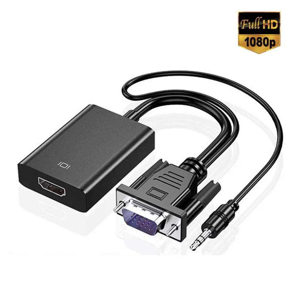 Full HD 1080P VGA to HDMI-compatible Converter Adapter Cable With Audio Output VGA HDMI Adapter for PC laptop to HDTV Projector