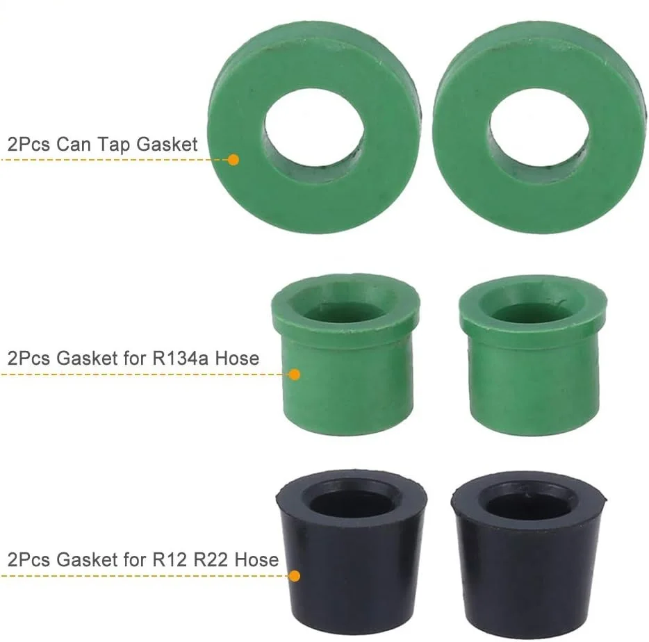 8피스 R134A 냉매 탭 키트 (탱크 어댑터, 병따개, 씰 파이프 씰, 튜브 개스킷 포함) AC 프레온 충전 호스용