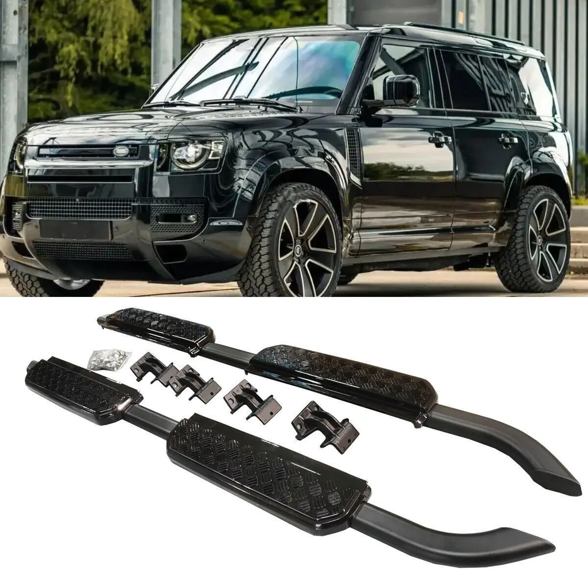 

Алюминиевая Глянцевая боковая подножка Nerf Bar для LR Defender 130 4D 2022 2023