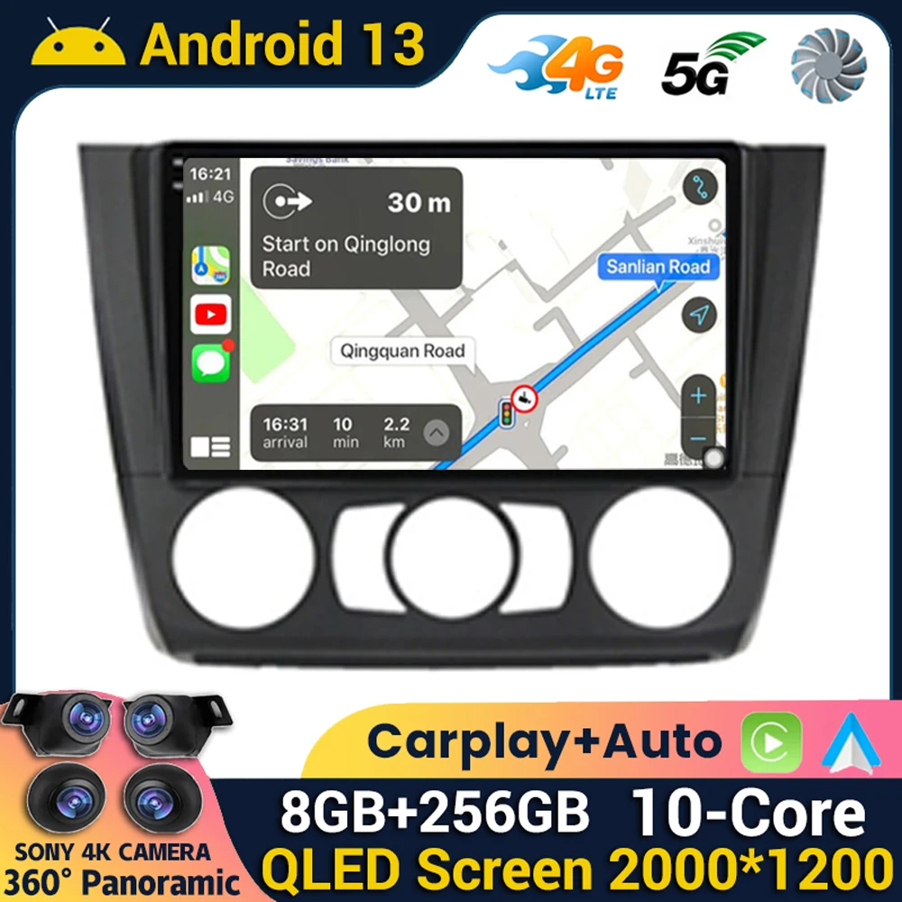 

Android 13 Auto Carplay Car Radio For BMW 1-Series E88 E81 E82 E87 2004-2011 4G+WIFI Multimedia Player Autoradio Stereo GPS QLED