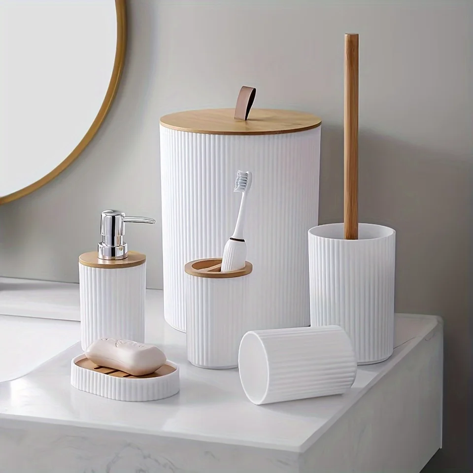 WENKO Set Accessori Bagno, Dispenser Sapone Liquido, Portaspazzolino, Spazzola WC, ceramica