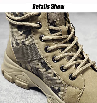 2024 Mens Trendy Camouflage Casual Boots Mid Top Vintage Desert Shoes Waterproof Mountaineering Shoes Hiking Shoes