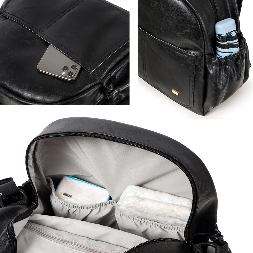 Soboba Large Capacity Solid Diaper Bag with Backpack Straps for Fashionable Mothers – Waterproof Nappy Changing Bag 5