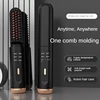 Multifunctional Cordless Hair Straightener Brush Fast Heated Straightener Brush Negative Ions Electric Hot Comb Hair (Black) 1