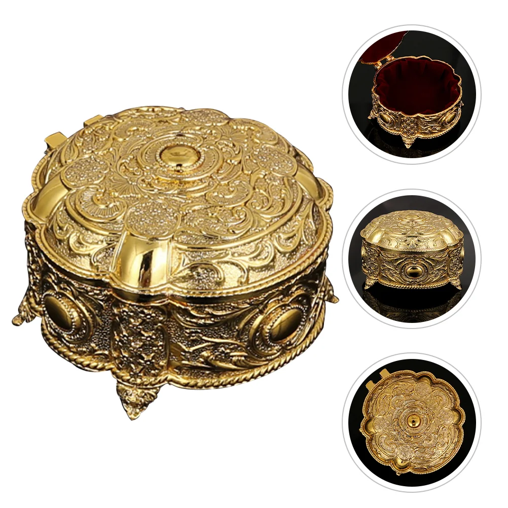 

Desktop European Shell Carved Metal Jewelry Storage Box Jewlery Retro Case Aluminum Alloy