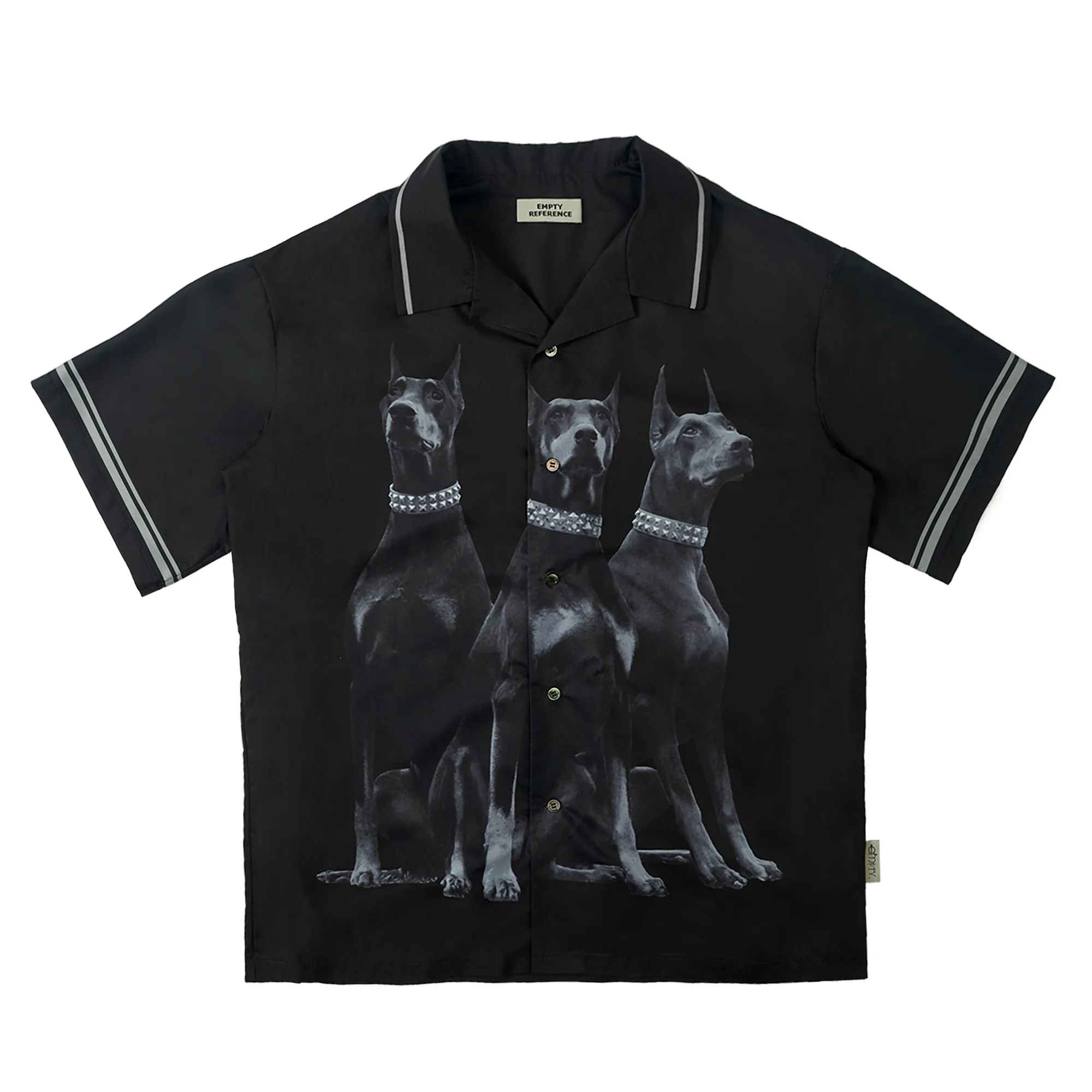 EMPTY REFERENCE 20SS Doberman Full Print Short Sleeve Shirt with Cuban Collar fashion streetwear loose 6