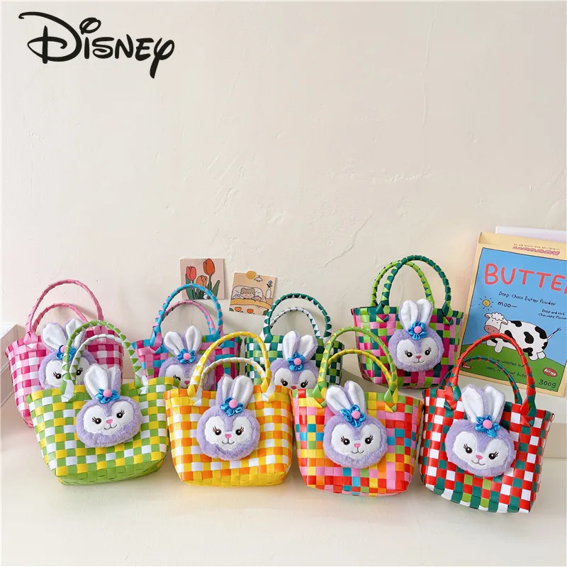 

Disney New Children's Handbag Fashion High Quality PVC Woven Women's Bag Cartoon Cute Durable Large Capacity Storage Bag