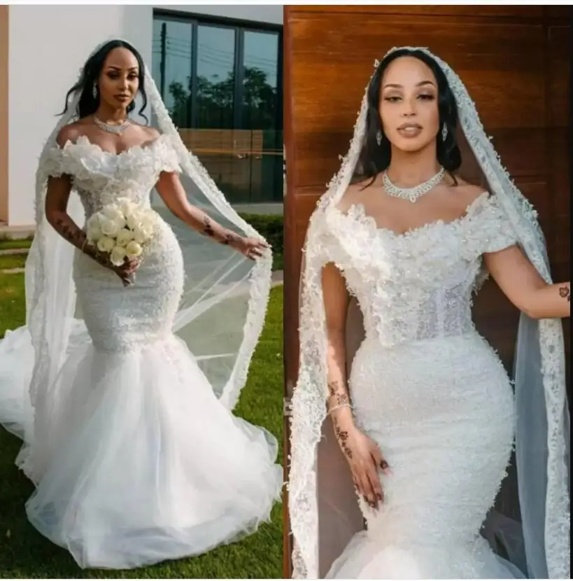 

Великолепные Африканские свадебные платья с открытыми плечами садовое платье со шлейфом Свадебные платья 2023