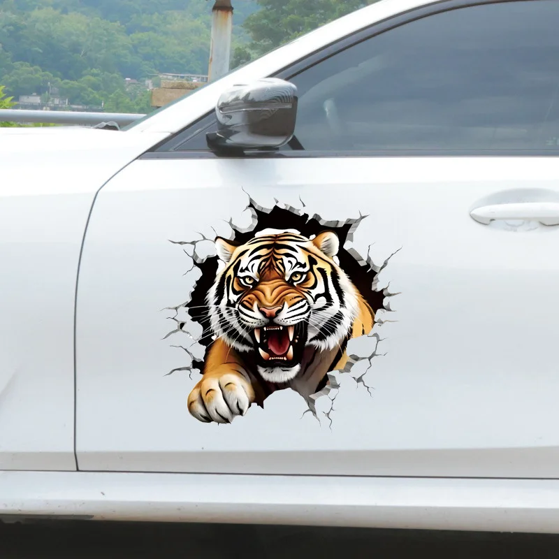 Fun cartoon car stickers tiger avatar animalwall stickers for home decoration personalized car decals