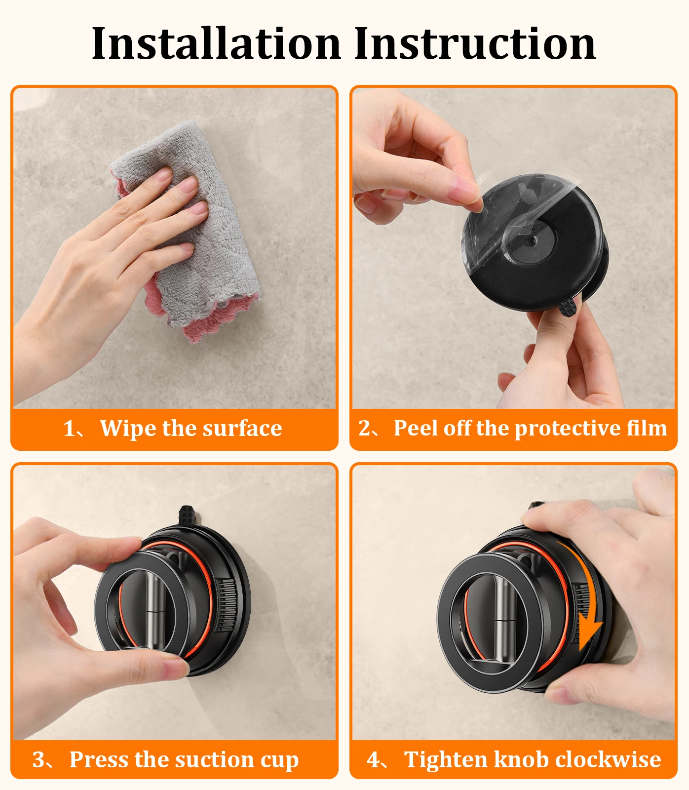 Eary Phone Holder Mount For Wall With 360 Rotation Adjustable Stable Suction Cup Stand Fit For Desk Kitchen Bathroom Mirror Gym