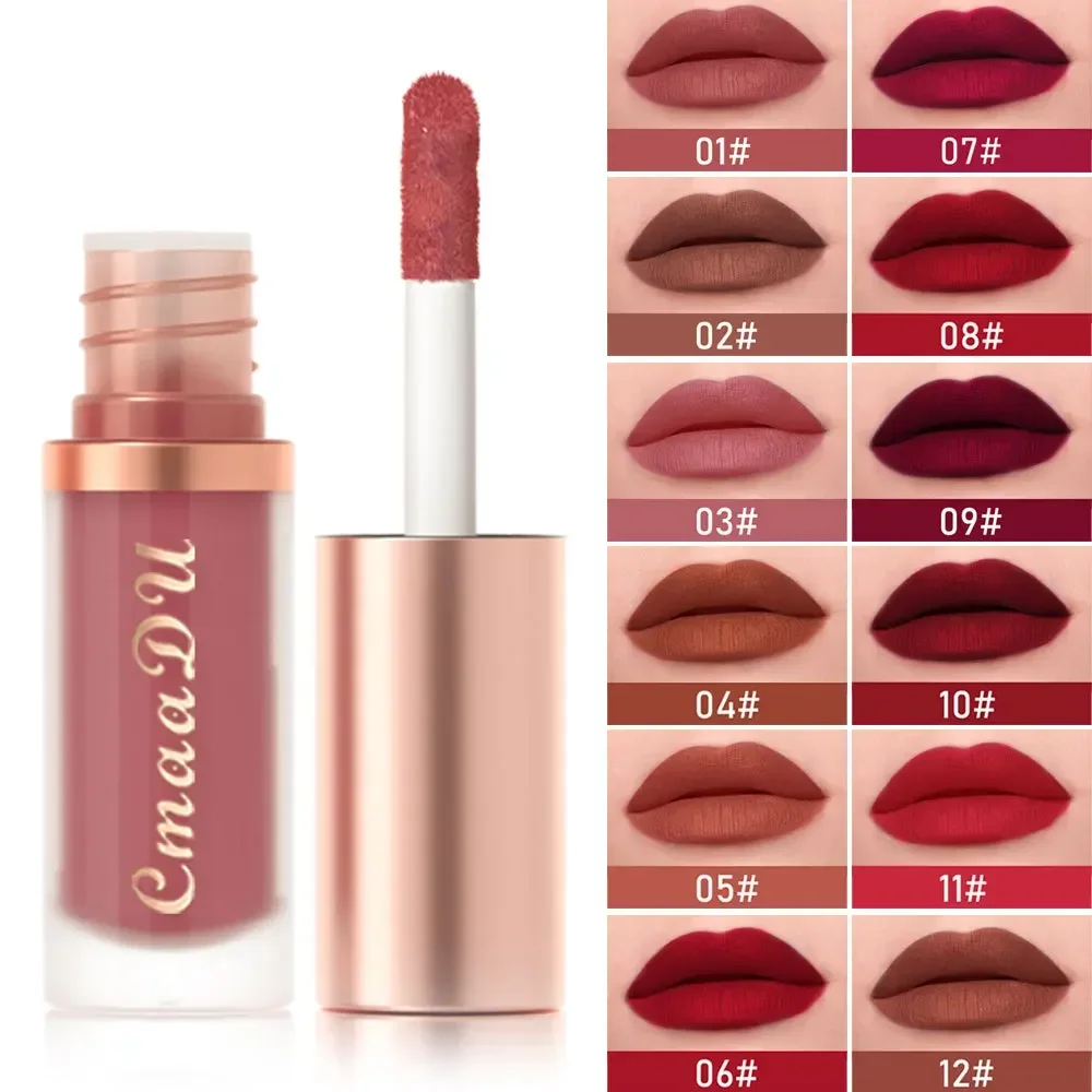 12 Colors Matte Lipstick Red Waterproof Sexy Makeup Lip Tint Smooth Nude Brown Pink Long Lasting Non-stick Lip Cosmetic Make Up 3