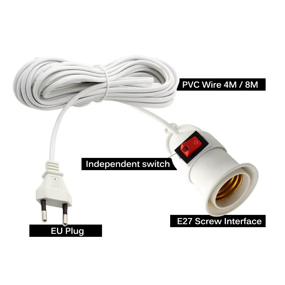 E27 Easy-to-use Hanging Indoor Plants Light Holder with Adjustable EU Cable