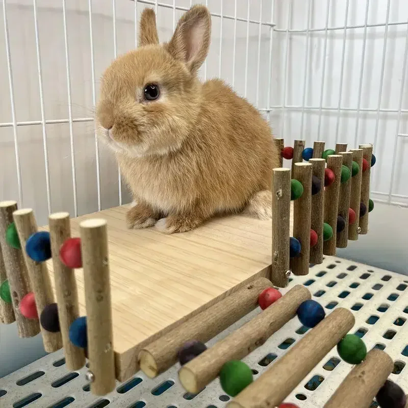 Pet Rabbit Nest Solid Wood Fence Wooden Branch Platform Dutch Pig Climbing Ladder Tread Hamster Chinchilla Climbing Springboard
