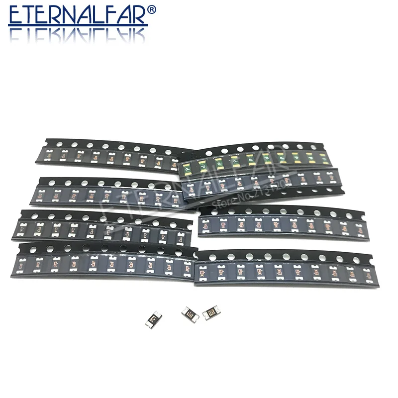 80PCS/LOT resettable fuses souprava 1206 SMD self-recovery tavná pojistka smíšený packs PPTC 0.05A 0.5A 0.1A 0.2A 0.75A 1A 2A 3.5A 50ma-3500ma